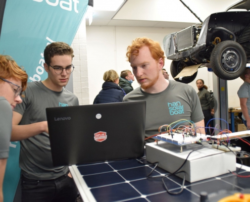 Niels, Mitchel en Bas met software Software development
